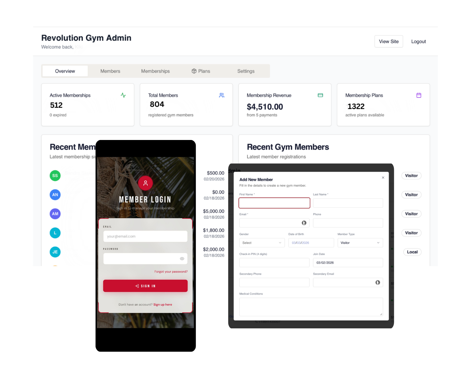 Rev Gym centralized admin dashboard for lead and revenue tracking