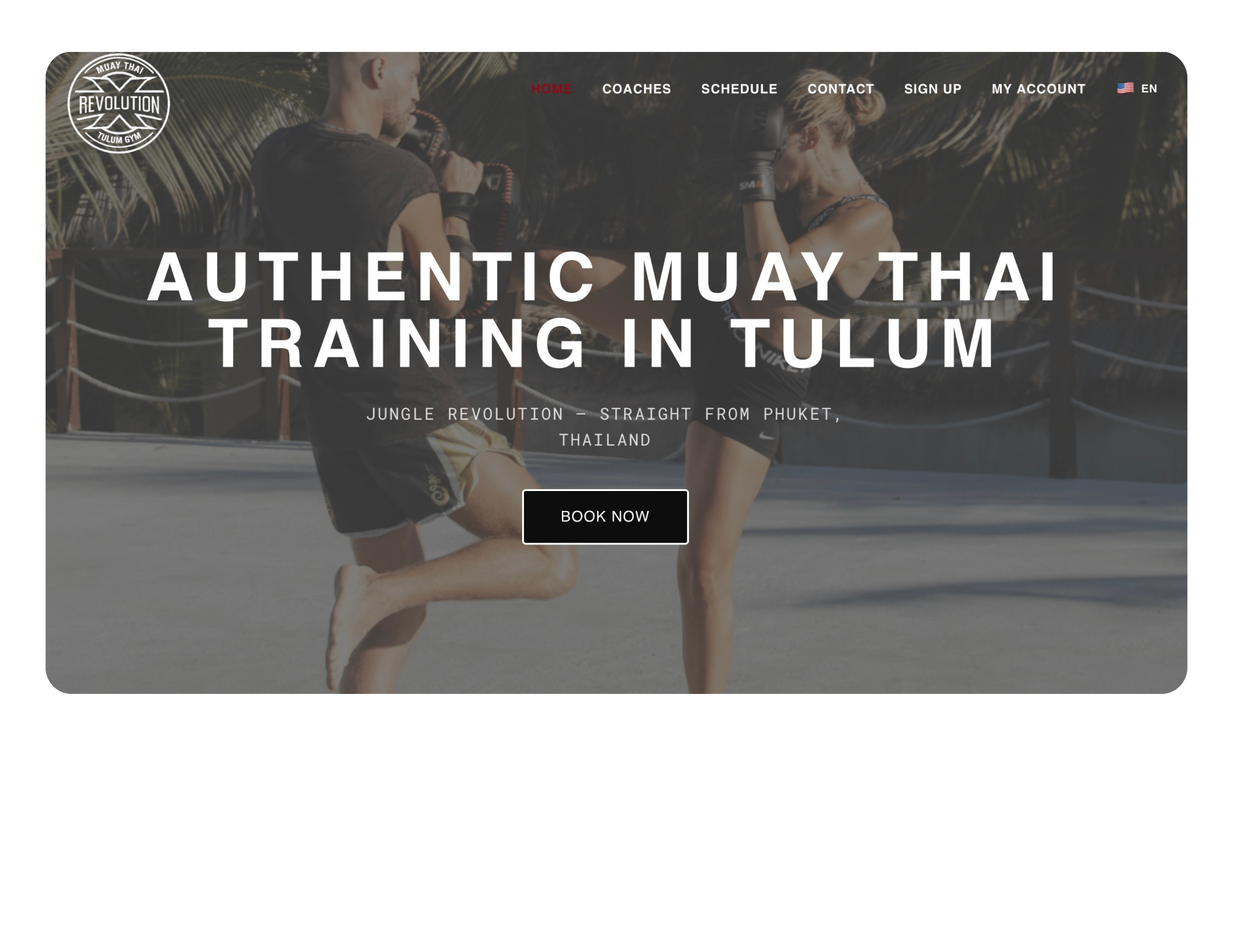 Rev Gym Tulum website hero — desktop view