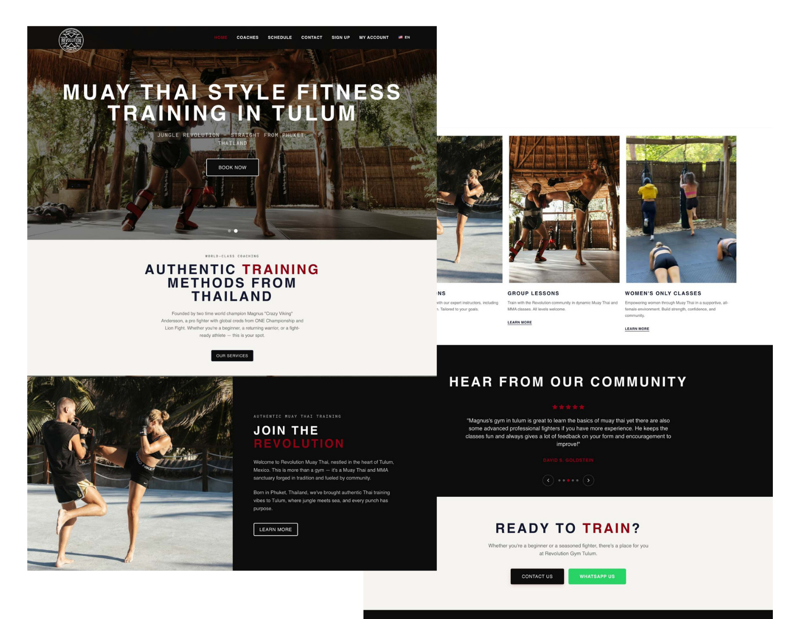 Rev Gym full page layouts showing conversion funnel
